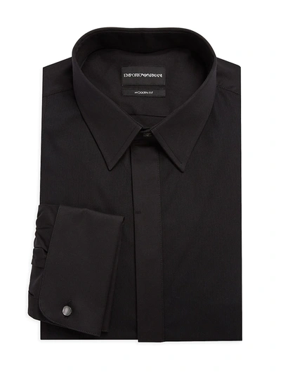 Shop Emporio Armani Men's Modern-fit Tuxedo Shirt In Black