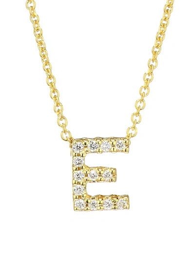 Shop Roberto Coin Women's Tiny Treasures Diamond & 18k Yellow Gold Initial Necklace In Initial E