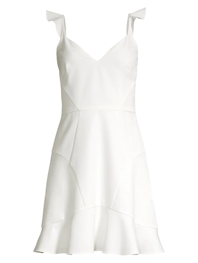 Shop Aidan Mattox Women's Crepe Flounce Hem Fit-&-flare Dress In Ivory