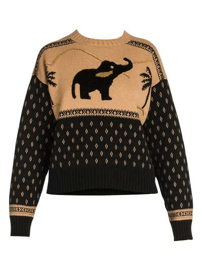 Shop Alanui Women's Wool & Cashmere Elephant Sweater In Black