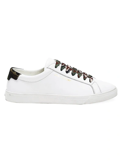 Shop Saint Laurent Women's Andy Leather Sneakers In White