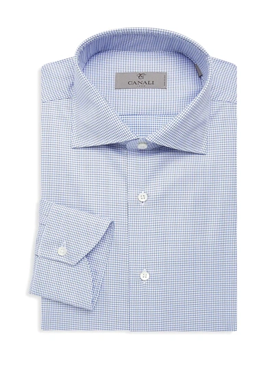Shop Canali Men's Check Cotton Dress Shirt In Blue