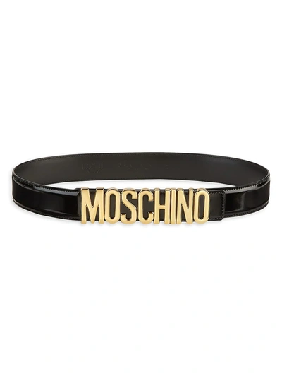 Shop Moschino Women's Logo Belt In Black