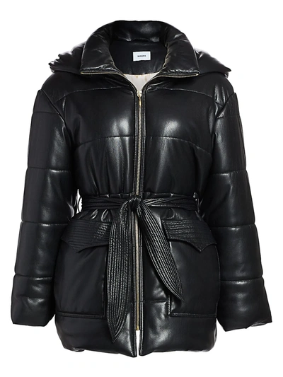 Shop Nanushka Lenox Vegan Leather Puffer Coat In Black