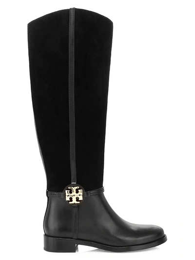 Shop Tory Burch Women's Miller Kee-high Leather & Suede Boots In Black