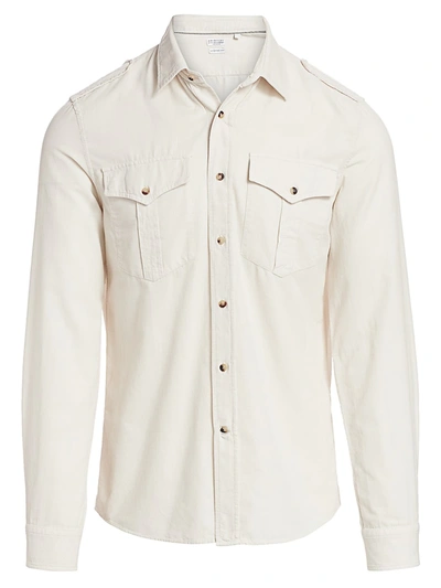 Shop Brunello Cucinelli Men's Fine Wale Corduroy Shirt In Off White