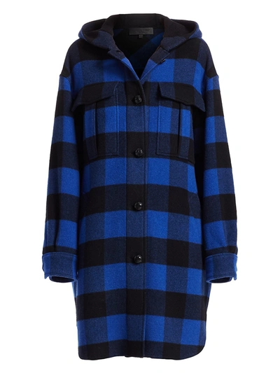 Shop Rag & Bone Women's Beck Buffalo Check Hooded Coat In Black Blue Check