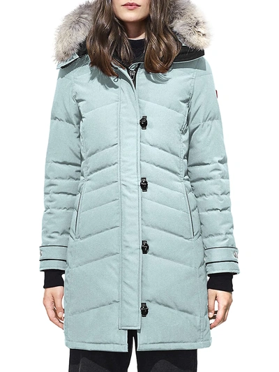 Shop Canada Goose Women's Arctic Tech Lorette Fur-trim Down Parka In Stormy Sky Blue