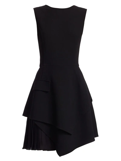 Shop Oscar De La Renta Women's Sleeveless Asymmetric Mini A-line Dress In Black