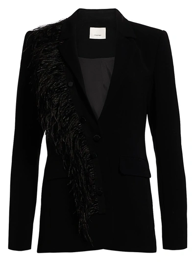 Shop Cinq À Sept Women's Portia Feather Blazer In Black