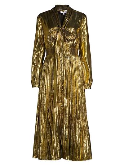 Shop Equipment Women's Macin Metallic Midi Dress In Metallic Gold