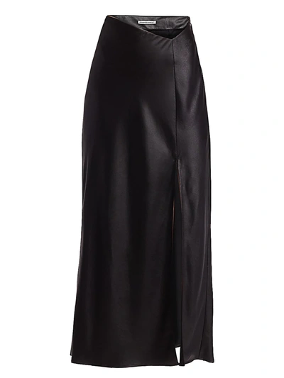 Shop Alexander Wang T Women's Wet Shine Midi Skirt In Black