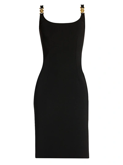 Shop Versace Women's Compact Sleeveless Jersey Fitted Midi Dress In Black