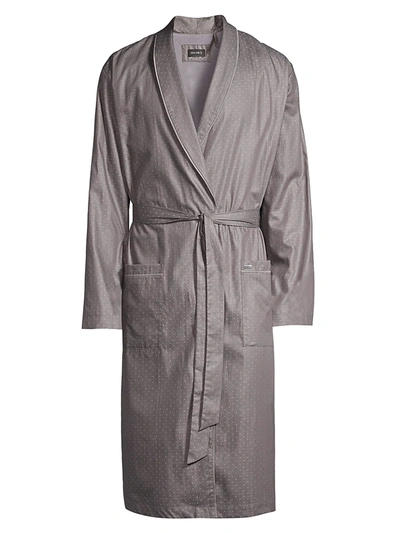 Shop Hanro Men's Maxim Jacquard Satin Robe In Grey