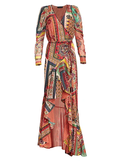 Shop Etro Women's Mosaic Tile-print High-low Gown In Green