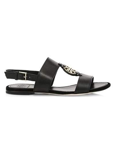 Shop Tory Burch Miller Metal Leather Slingback Sandals In Perfect Black
