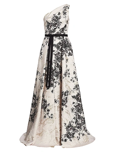 Shop Marchesa Notte Women's Jacquard Floral One-shoulder Ball Gown In Blush