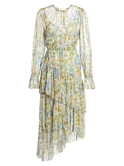 Shop Zimmermann Women's Super 8 Long-sleeve Tiered Dress In Blue Meadow