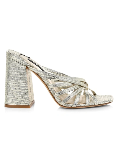 Shop Alice And Olivia Women's Paven Block-heel Metallic Leather Mules In Light Gold