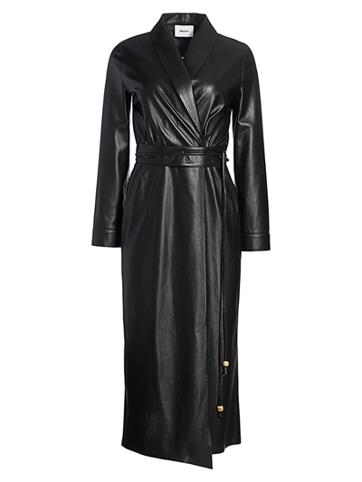 Shop Nanushka Women's Emery Vegan Leather Wrap Dress In Black