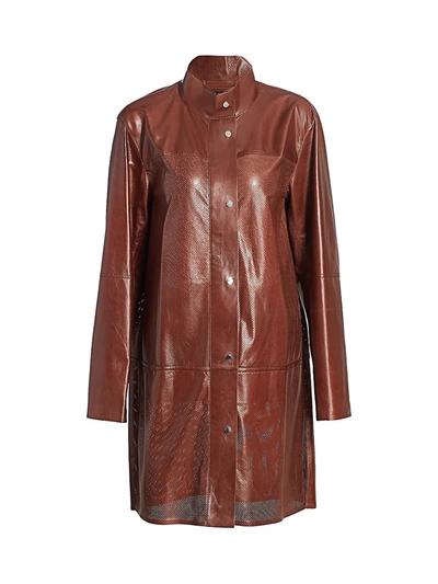 Shop Lafayette 148 Women's Svannah Perforated Leather Jacket In Burnt Cinnamon