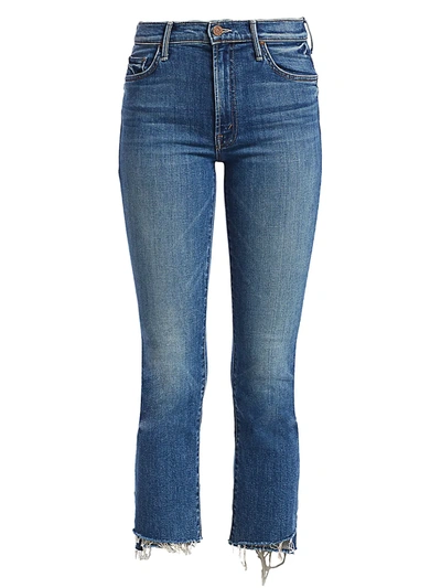 Shop Mother Women's The Insider High-rise Crop Step Fray Hem Jeans In Wild Game