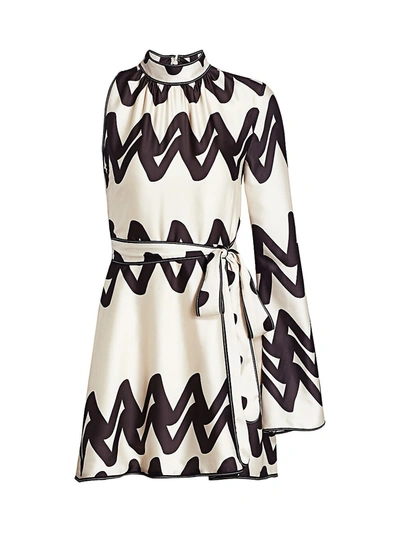 Shop Alexis Elina One-sleeve Printed Dress In Cream Abstract