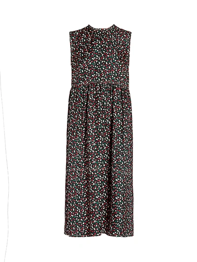 Shop Marni Women's Ditsy Floral Print Silk Midi Dress In Black