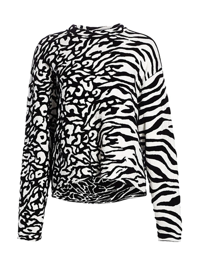 Shop Proenza Schouler White Label Mixed Animal-print Jacquard Pullover In White Black