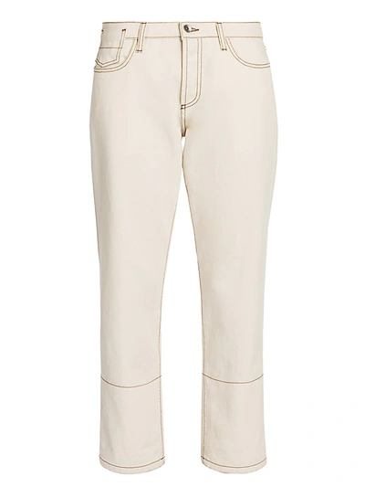 Shop Marni Contrast Cuff Straight-leg Crop Jeans In Glass