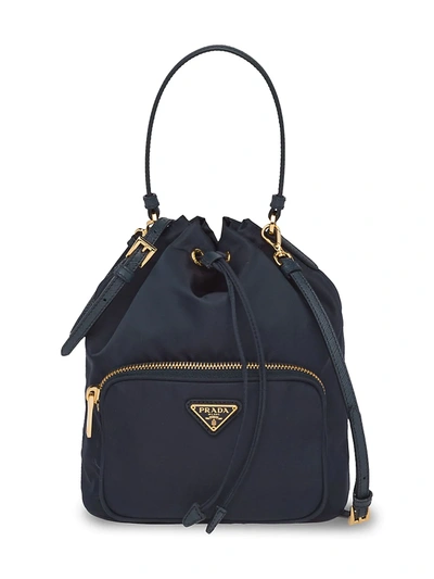 Shop Prada Women's Nylon Bucket Bag In Navy