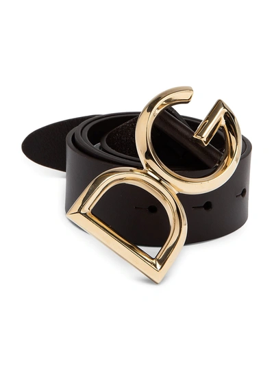 Shop Dolce & Gabbana Men's Dg Logo Buckle Belt In Black Gold
