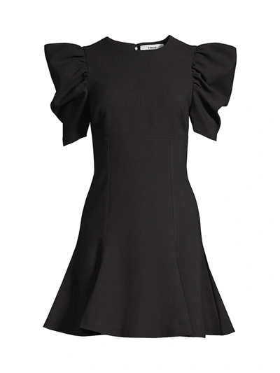 Shop Likely Alia Puff-sleeve Mini Dress In Black