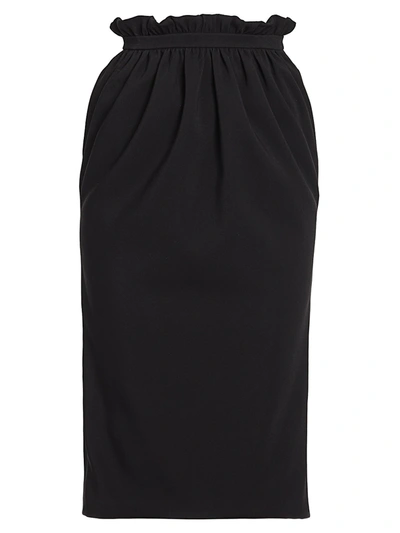Shop Versace Women's Paperbag Waist Silk-blend Midi Skirt In Nero