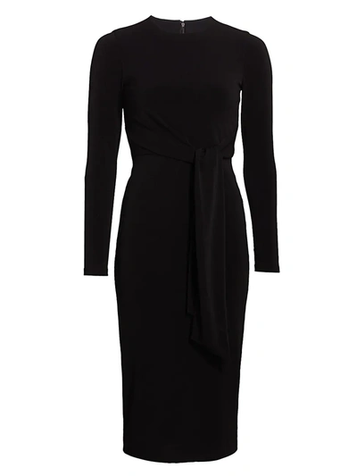 Shop Alice And Olivia Delora Tie-waist Sheath Dress In Black