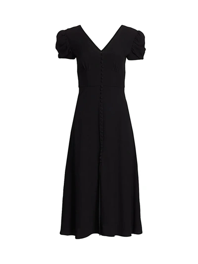 Shop Saloni Women's Margo Puff-sleeve A-line Midi Dress In Black