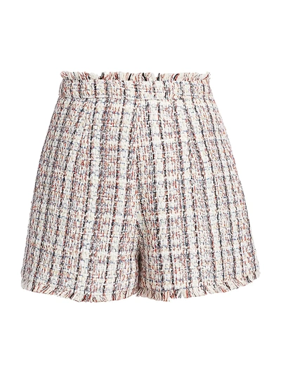 Shop Cinq À Sept Coronado Bouclé Tweed Shorts In Neutral