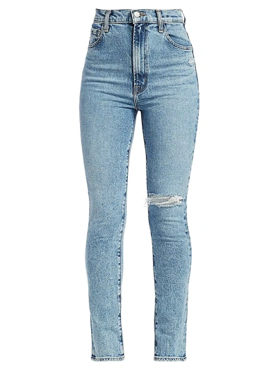 Shop J Brand 1212 Runway High-rise Distressed Slim-straight Jeans In Chadron Destruct