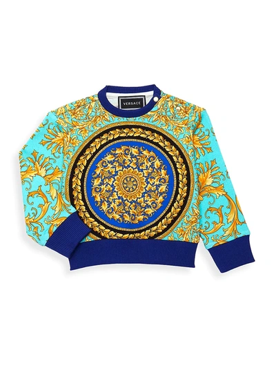 Shop Versace Baby Boy's Barocco-print Sweatshirt In Blue Multi