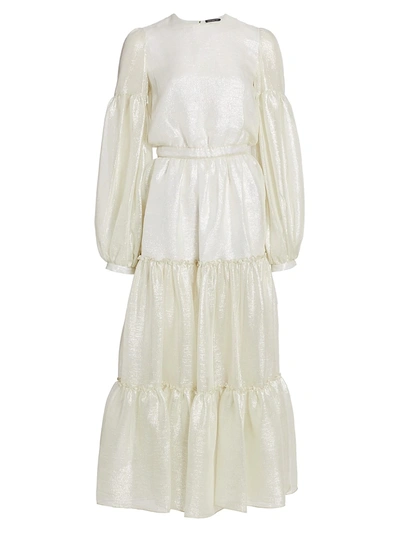 Shop Wandering Lurex Tiered Dress In White