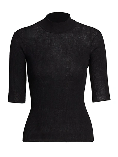Shop Atm Anthony Thomas Melillo Women's Ribbed Mock-neck Sweater In Black