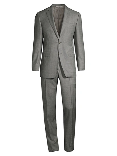 Shop Canali Men's Micro-pattern Wool Suit In Grey