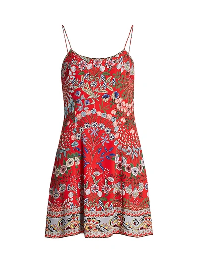Shop Alice And Olivia Ira Floral A-line Dress In Wildflower Bright Poppy