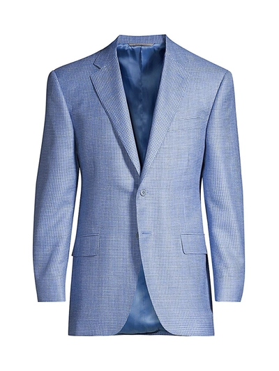 Shop Canali Men's Houndstooth Woven Wool Sport Coat In Blue