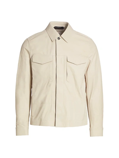 Shop Ermenegildo Zegna Men's Nappa Leather Shirt Jacket In Cream