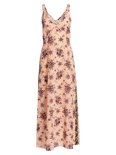 Shop R13 Women's Floral & Leopard Trim Slip Dress In Light Pink Leopard