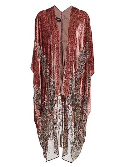 Shop The Kooples Women's Velvet Burnout Kimono In Pink