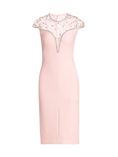 Shop Jenny Packham Women's Embellished Illusion-top Cocktail Dress In Confetti Pink