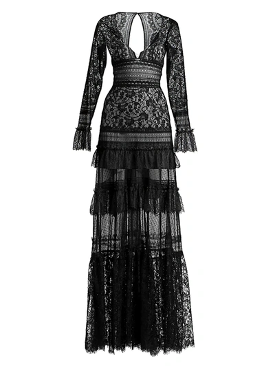 Shop Zuhair Murad Women's Flamenco Lace Gown In Black