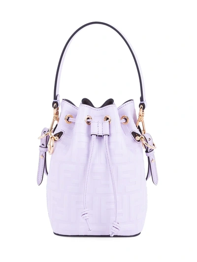 Shop Fendi Women's Mini Mon Tresor Ff Leather Bucket Bag In Anemone